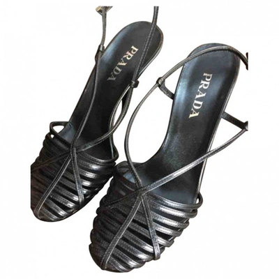 Pre-owned Prada Navy Leather Heels