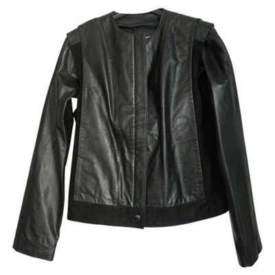 Pre-owned American Retro Black Leather Jacket