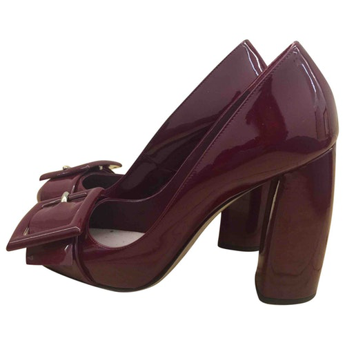 Miu Miu Burgundy Leather Heels | ModeSens