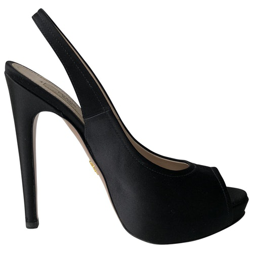 Prada Black Leather Heels | ModeSens