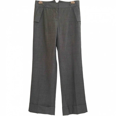 Pre-owned Zac Posen Wool Large Pants In Grey