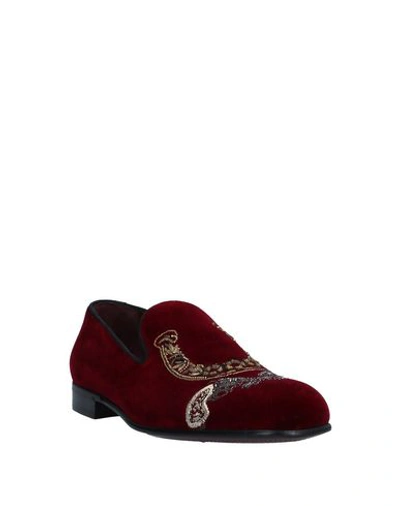 Shop Dolce & Gabbana Man Loafers Burgundy Size 7.5 Textile Fibers In Red