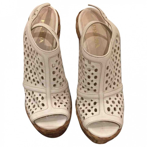 Prada White Leather Heels | ModeSens