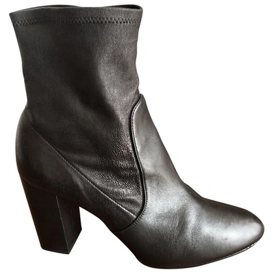 Pre-owned Aquazzura Leather Ankle Boots In Black