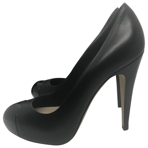 Chanel Black Leather Heels | ModeSens