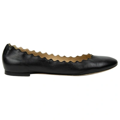 Pre-owned Chloé Lauren Black Leather Ballet Flats