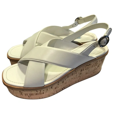 Pre-owned Prada White Leather Sandals