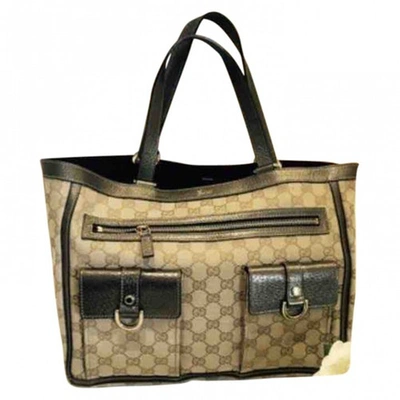 Pre-owned Gucci Cloth Handbag In Beige