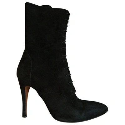 Pre-owned Pinko Black Suede Ankle Boots