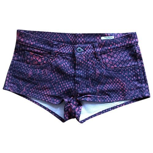 Miu Miu Burgundy Cotton Shorts | ModeSens