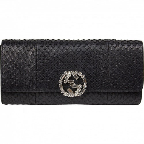 Gucci Black Water Snake Clutch Bag | ModeSens