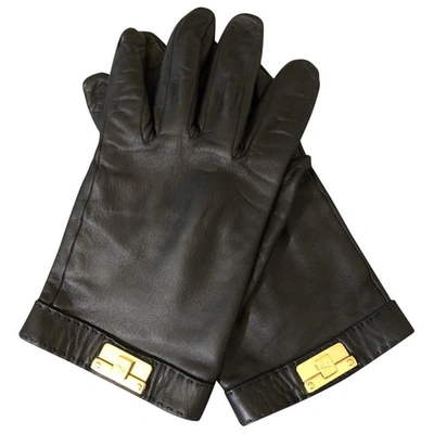 Pre-owned Dior Black Leather Gloves