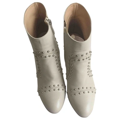Pre-owned Pinko White Leather Ankle Boots