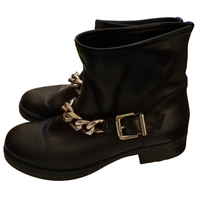 Pre-owned Pinko Black Leather Ankle Boots