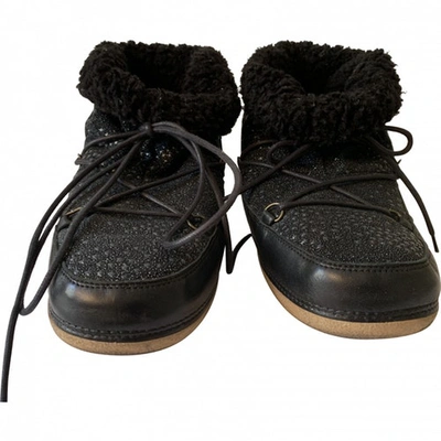 Pre-owned Anniel Black Faux Fur Ankle Boots
