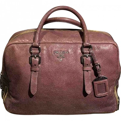 Pre-owned Prada Leather Handbag In Burgundy