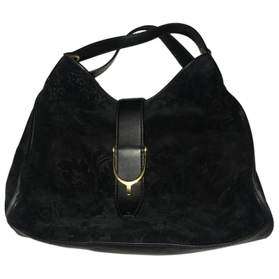Pre-owned Gucci Hobo Black Suede Handbags