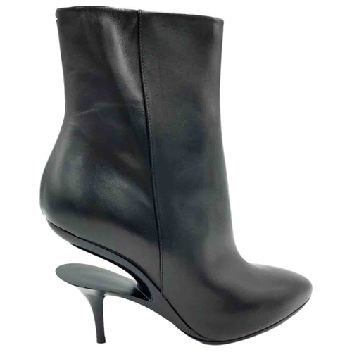 Maison Margiela Black Leather Ankle Boots | ModeSens