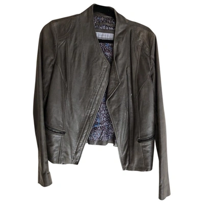 Pre-owned Andrew Marc Leather Jacket In Green