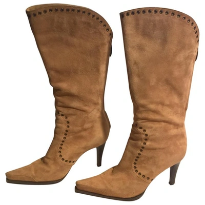 Pre-owned Sergio Rossi Boots In Camel