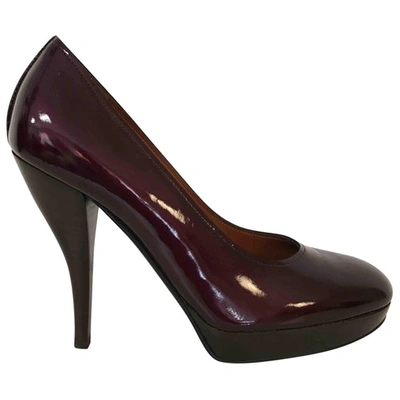 Pre-owned Lanvin Patent Leather Heels In Burgundy