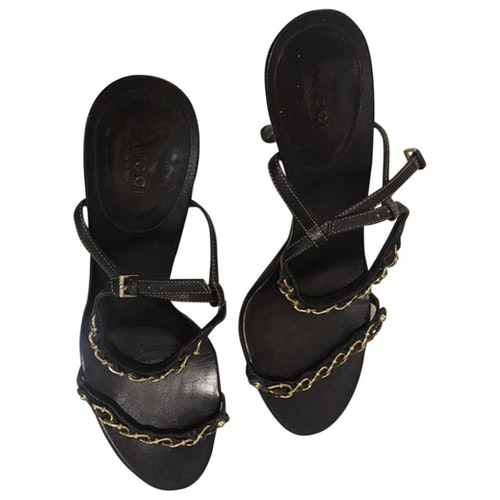 Gucci Black Leather Sandals | ModeSens