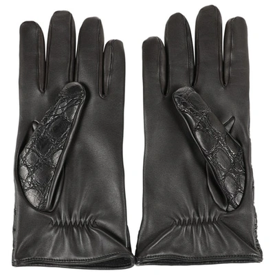 Pre-owned A. Testoni' Black Crocodile Gloves