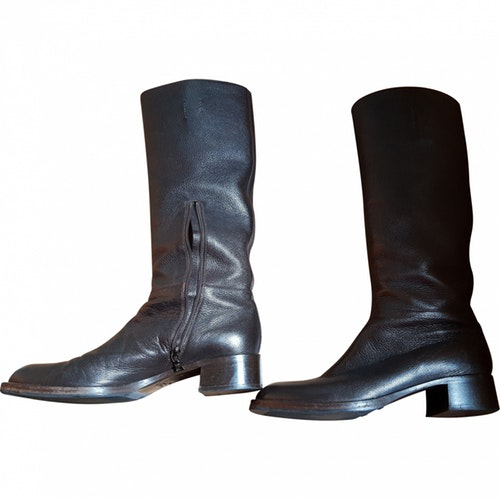 Prada Brown Leather Boots | ModeSens