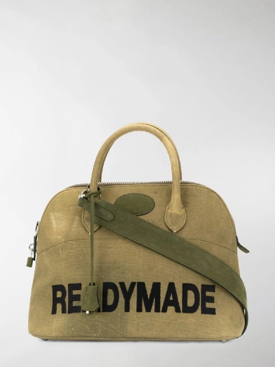 Shop Readymade Woven Tote Bag In Green