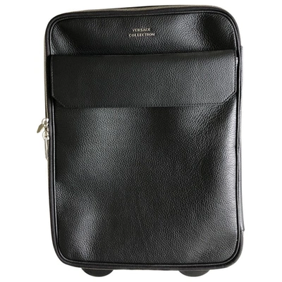 Pre-owned Versace Leather 48h Bag In Black