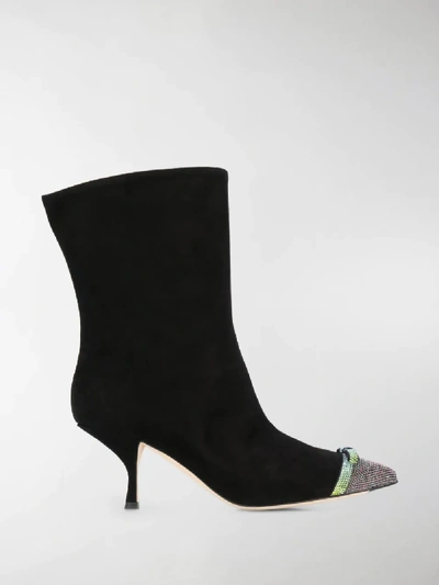 Shop Marco De Vincenzo Crystal Embellished Boots In Black
