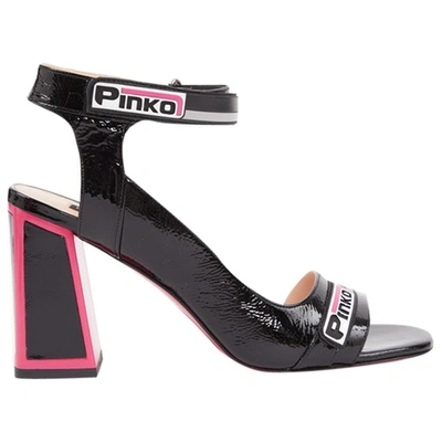 Pre-owned Pinko Black Patent Leather Sandals