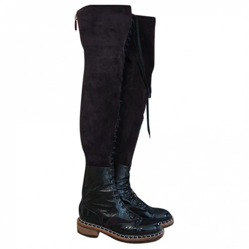 chanel patent boots