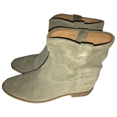Pre-owned Isabel Marant Crisi  Green Suede Ankle Boots