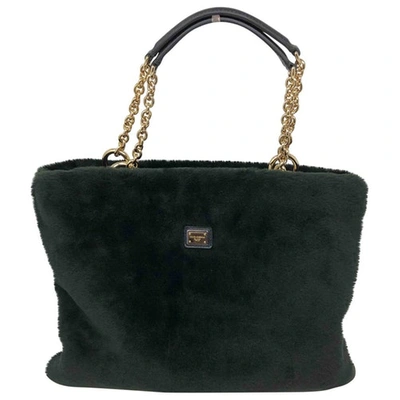 Pre-owned Dolce & Gabbana Green Mongolian Lamb Handbag