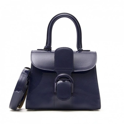 Pre-owned Delvaux Le Brillant Blue Patent Leather Handbag