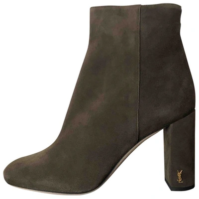 Pre-owned Saint Laurent Loulou Suede Ankle Boots