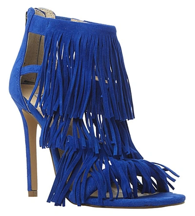 Steve Madden Fringly Suede Heeled Sandals In Bright Blue | ModeSens