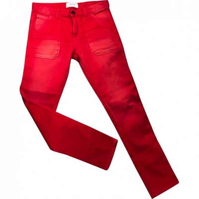 Pre-owned Acquaverde Red Cotton - Elasthane Jeans