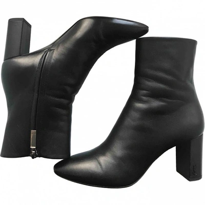Pre-owned Saint Laurent Lou Black Leather Ankle Boots