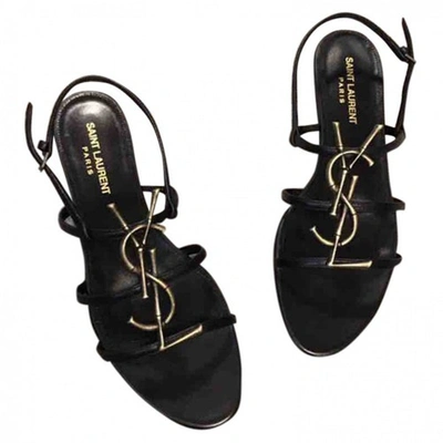 Pre-owned Saint Laurent Cassandra Black Leather Sandals