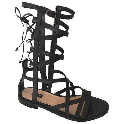 Pre-owned Pinko Black Leather Sandals
