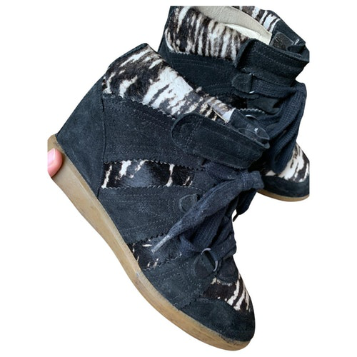 Pre-Owned Isabel Marant Bobby Black Pony-style Calfskin Trainers | ModeSens