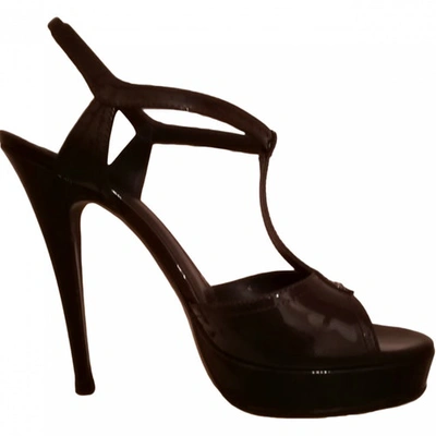 Pre-owned Saint Laurent Patent Leather Sandal In Anthracite