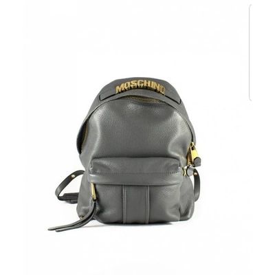 Pre-owned Moschino Grey Leather Backpack