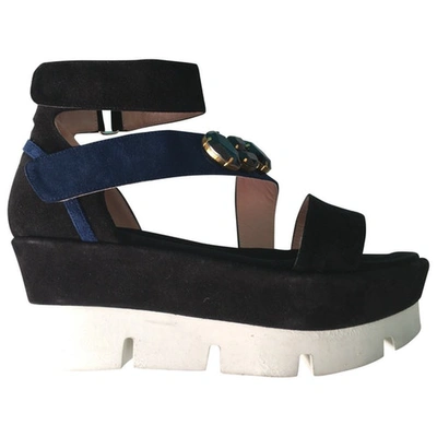 Pre-owned Pinko Black Suede Sandals