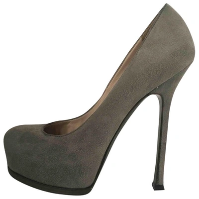 Pre-owned Saint Laurent Trib Too Heels In Anthracite
