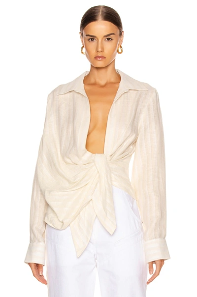 Shop Jacquemus La Chemise Bahia In Off White