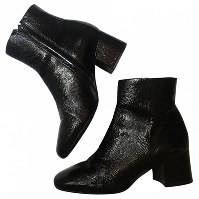 Pre-owned Dune Black Patent Leather Ankle Boots