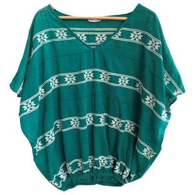 Pre-owned Star Mela Green Cotton Top